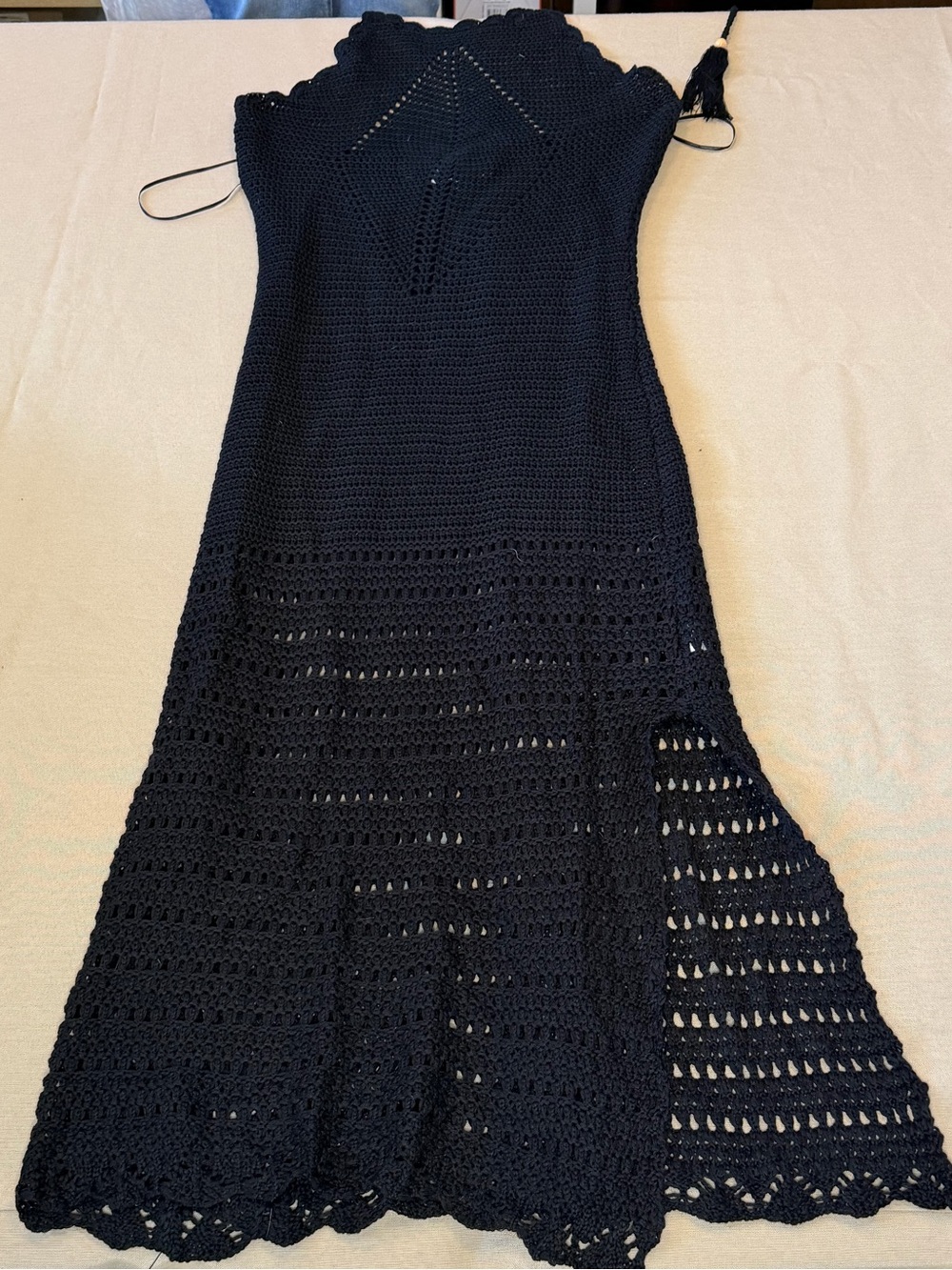 Francesca's Collections Black Crochet Maxi Coverup Dress